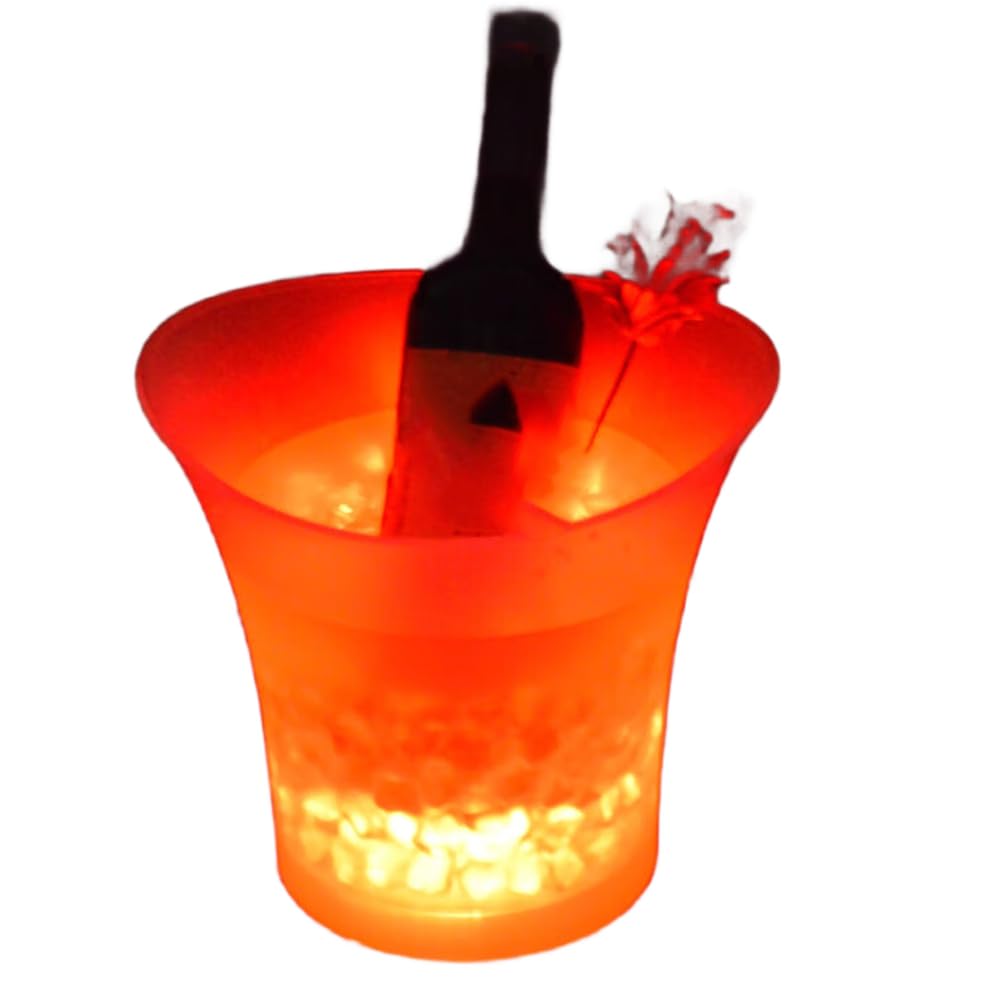 UDSKNV[KSL Waterproof Plastic LED Ice Bucket, Illuminated Champagne Bucket, LED Ice Bucket, Bar, Champagne Crate, Beer Red