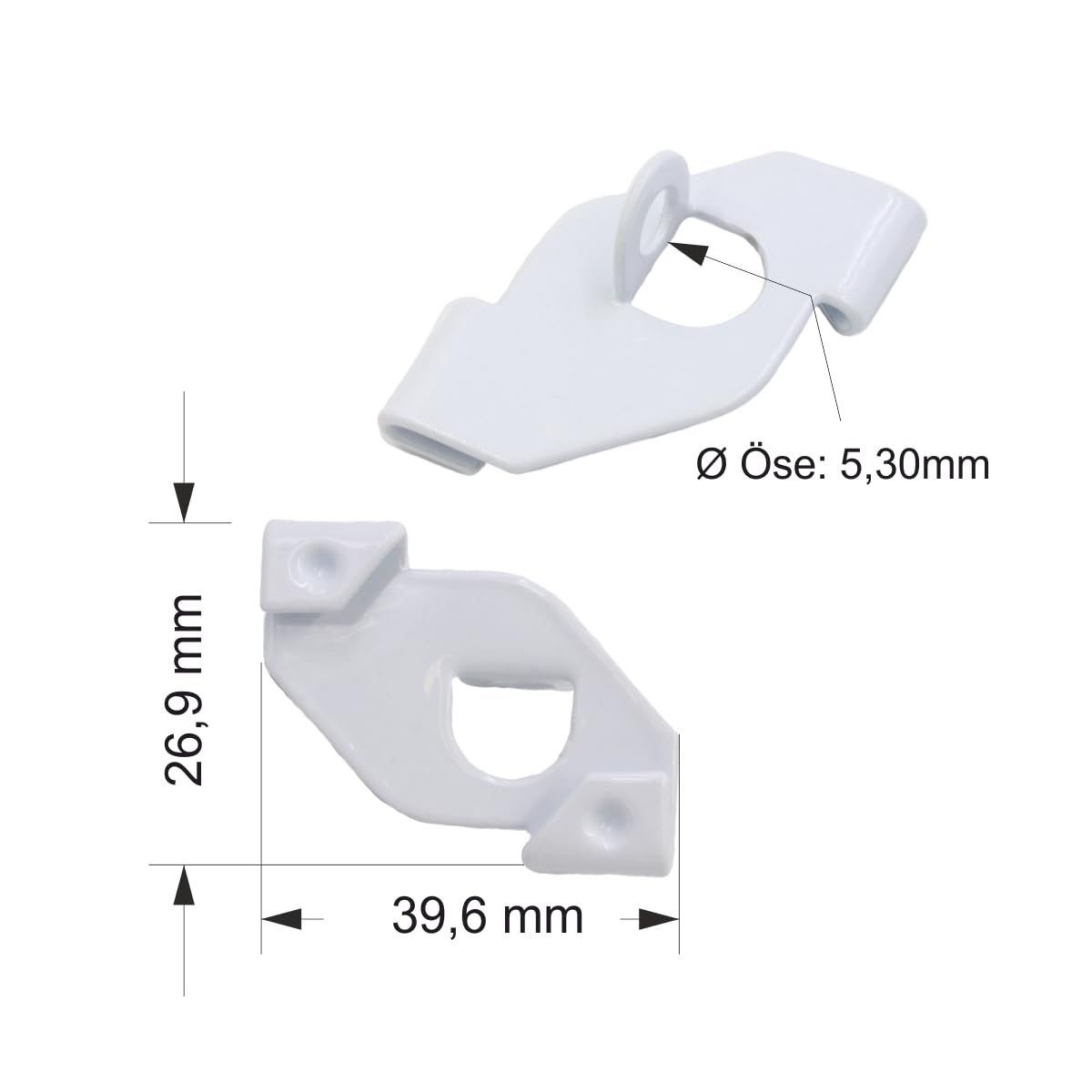 100 clip da soffitto con occhiello per guide Odenwald, adatte per soffitti a griglia senza foratura, con occhiello, colore: bianco