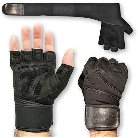 BEAR GRIP Weight Lifting Gloves with Wrist Support Cover