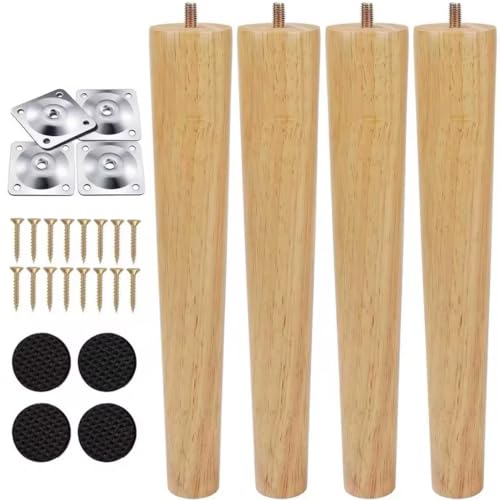 Jyvlucient Sofa Legs Set of 4 Wooden Furniture Legs 30CM/11.8IN Chair Legs Table Legs Cabinet Feets Ottoman Sofa Feet Replacement with Anti-Slip Rubber Protection Pad & Screws for Couch Dresser