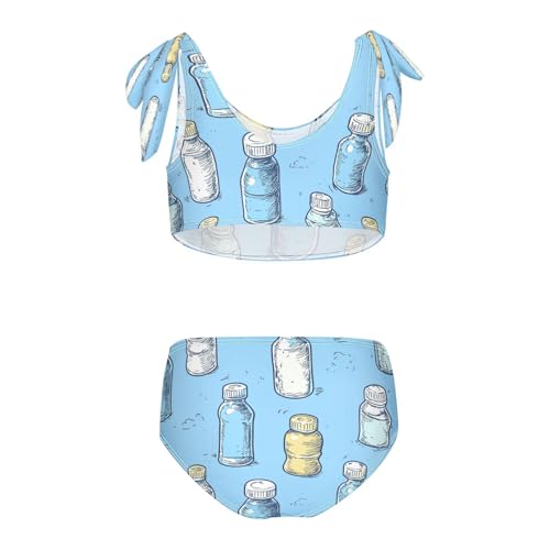Blue Bottles Doodle Trtro Girls Tankini Swimsuit Kids Bikini Sets 2 Pcs Bathing Suit 3T2