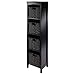 Winsome Wood Terrace 5-Pc Storage Shelf with 4 Foldable Woven Baskets - Espresso and Chocolate