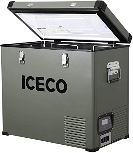 ICECO 63 Quart Single Zone Portable Refrigerator Freezer Fridge, 60 Liters Compact Refrigerator with SECOP Compressor, 12V Cooler Refrigerator, AC 110-240V, DC 12/24V, 0â„‰ to 50â„‰, Home & Car Use