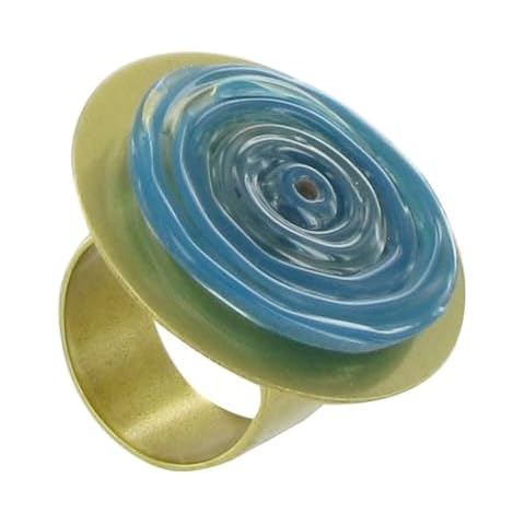 Bague Disque en Laiton Bleu Mer Cover
