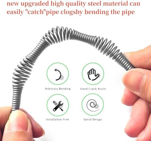 Flexible Drain Clog Remover Snake Tool - 9.8ft to 33ft Plumbing Cleaner for Toilets & Showers, Effective Unclogging Tool for Sinks & Drains, Easy to Use