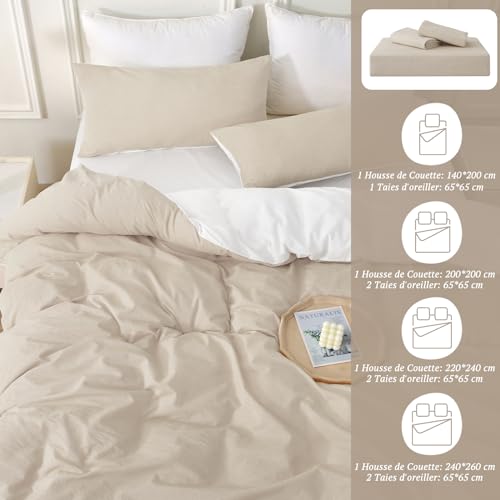 Housse de couette 240x260 coton anti-glisse parure zippée MILDLY - 5