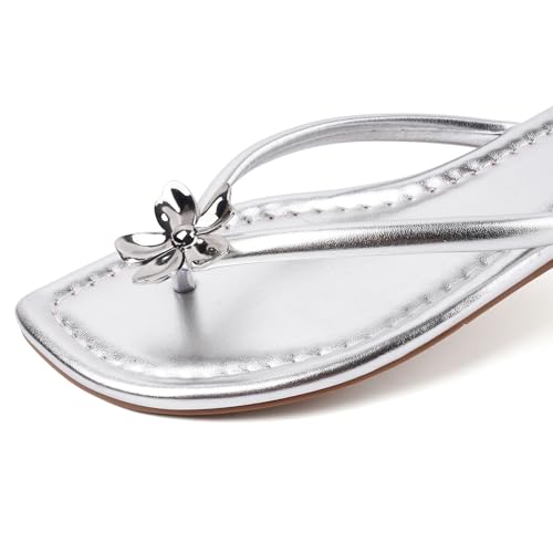 Image of DREAMSTORY Womens Beaded Flip Flops Beach Jeweled Thong Sandals | Open Round Toe, Slip on, Colorful Gemstones Embellished, Fashionable Summer Beach Style, Casual Flat Studded Shoes