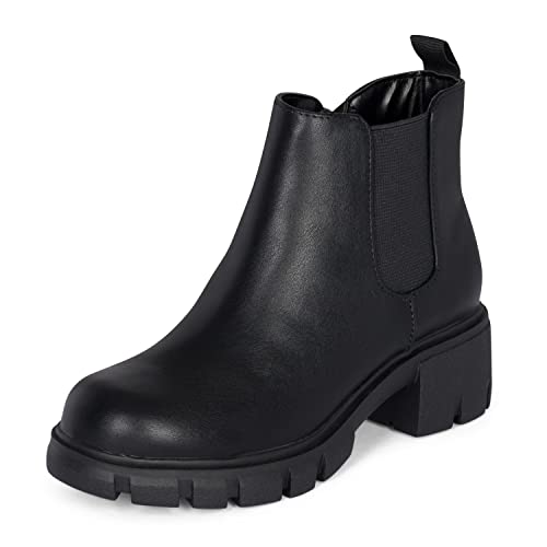 Dance-IIS - Girls/Kids/Childrens Lug Sole Chelsea Fashion Platform Side Zipper Ankle Booties2
