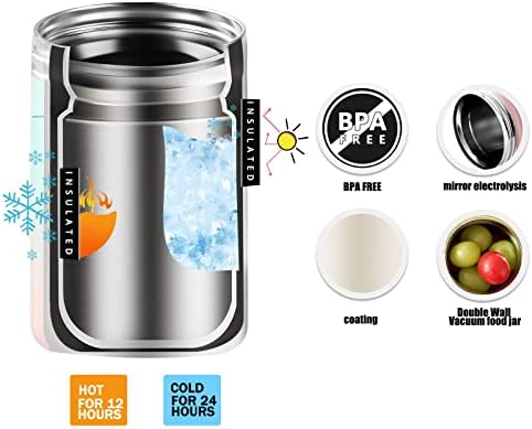 Murmioo Soup Flasks for Hot or Cold Food,Stainless Steel Vacuum Insulated Soup Container, Leak Proof Lunch Box With handle,Food Jar with Spoon for Picnic Travel (12OZ/350ML) white