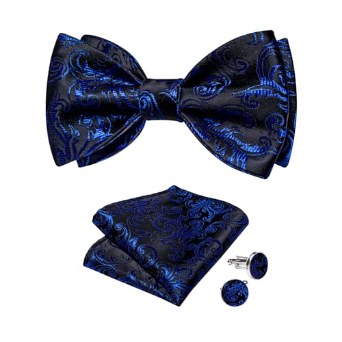 Image of DiBanGu Mens Silk Self Bow Tie Set 4PCS for Tuxedo Wedding