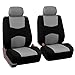 FH Group Car Seat Covers Full Set Cloth - Universal Fit Automotive Seat Covers, Low Back Front Seat Covers, Solid Back Seat Cover, Washable Car Seat Cover for SUV, Sedan and Van Gray