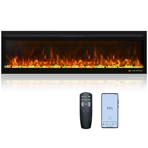 Oxhark Flame 60 Inch, Recessed & Wall Mounted WiFi-Enabled Electric