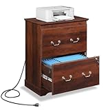 DEVAISE 2 Drawer File Cabinet,Lateral Vintage Farmhouse Wood Filing Cabinet with Lock...