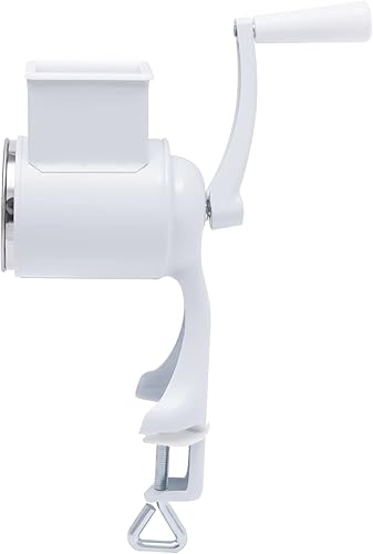 Miniatura 8 de DYNAMI Rallador giratorio de acero inoxidable 5 en 1, rallador de cocina, cortador de verduras, molinos de alimentos con 5 tambores inoxidables,