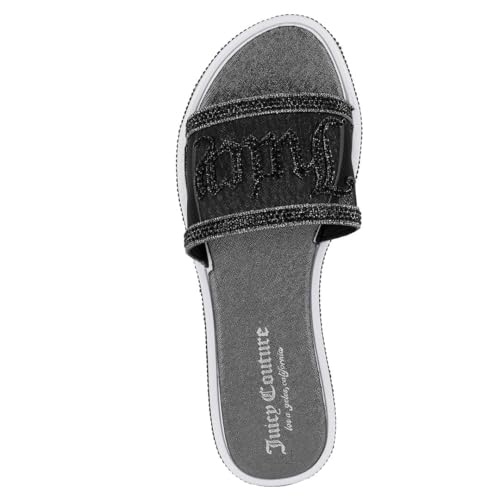 Image of Juicy Couture Women's Slide Sandals - Glitter Bling Open Toe Sparkle Flats - Dressy Summer Casual Footwear