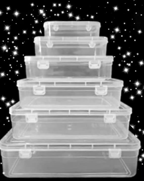 R.P.S Y. S. Traders Right Rectangular Small Size Plastic Boxes For Small Storage Things Jewellery/Dry Fruits/Stationery (Transparent) -Set Of 6 Pieces