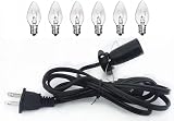 DXMKOP Himalayan Salt Lamp Cord with Gear Switch，Original Replacement Cord with Base Assembly with E12 Socket，Christmas Light Bulb,Himalayan Salt Lampsand with 6 Free Bulbs for Salt Lamp