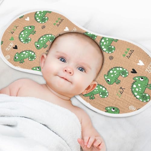 J JOYSAY Chameleon Khaki Baby Burp Cloths for Boys Girls Large 22''x11'' Cotton 4 Layer Baby Spit Up for Drool one sizex44