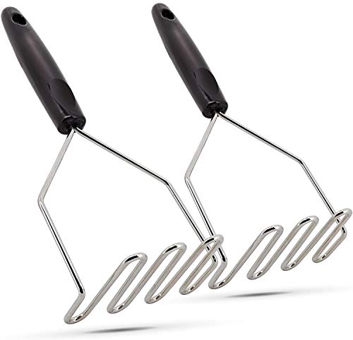 Potato Masher Stainless Steel Hand Tool and Potato Smasher Metal Wire Utensil for Best Mash for Bean Heavy Duty Potato Wire Masher with Cushioned Handle Pack of 2 - By Ram-Pro