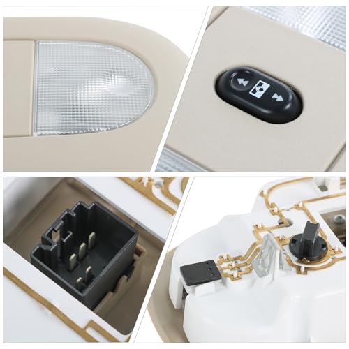 Image of LED Overhead Console Dome Map Light Interior Lamp Roof Reading Light, Beige | Compatible with 2008-2010 Ford F-250 F-350 F-450 F-550 Super Duty Replace# 8C3Z-25519A70-AA, 4L3Z-13783-AA
