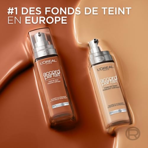 'Oréal Paris Fond de Teint Fluide Hydratation 24H Formule à 'Acide Hyaluronique Tous les Types de Peaux Accord Parfait Teinte : Caramel Doré 6.5.D 30 ml - vue 10