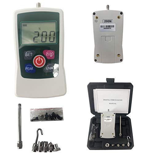 Digital Professional Push Pull Force Gauge with Max Load Value 200N 20Kg 45Lb 720Oz Load Division Value 0.1N 0.01kg 0.01Lb 1Oz