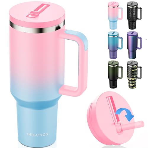 Greatyos 40 oz Tumbler with Handle and F…