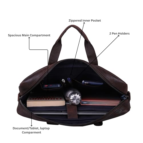 Image of WildHorn Leather Laptop Messenger Bag for Laptop /MacBook up to 15 inch| Padded Laptop Compartment |Office Bag I 365 Days Warranty