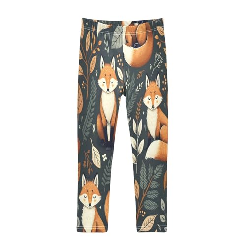 Toddler Girls Leggings Printed Yoga Pants Leggings Fox and Leaves for Kids