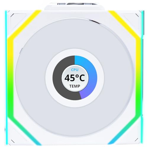 Lian Li UNI Fan SL LCD Wireless (Reverse Blade) 120mm ARGB Fan - Single Pack - 1.6" LCD - 2.4 GHz Wireless Signal for RGB &amp; Control - Controller NOT Included &amp; Required - White(12RSLLCD1W1W)