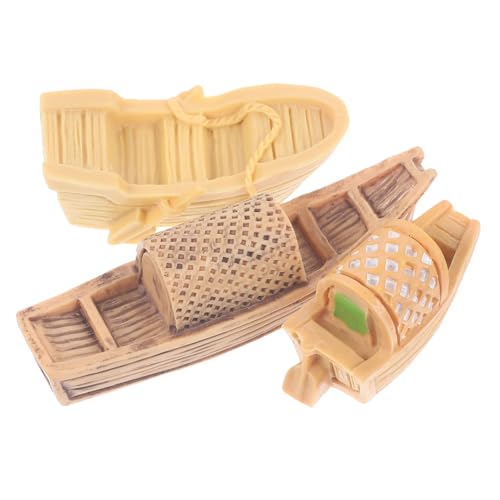Kit di ornamenti in miniatura: piccolo e leggero, accessorio paesaggistico da spiaggia, divertente, interessante, realizzato in resina, sicuro, barca in miniatura