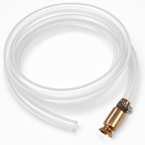 MCSDFN Gas Siphon Hose Pump 1/2 Copper Valve 6FT Shaker Siphon Hose Safety Self Priming Pump Tube for Gasoline/Fuel/Water Transfer