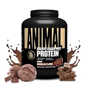 Animal Whey Isolate Protein Powder – Loaded for Pre & Post Workout Muscle Builder and Recovery with Digestive Enzymes for Men & Women – 25g Protein, Great Taste, Low Sugar – Chocolate 4 lbs