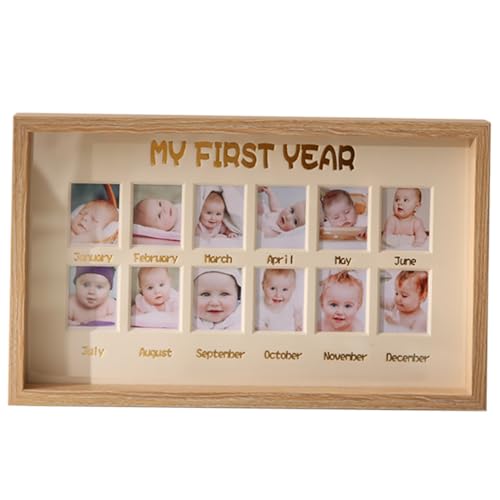 Beatifufu Baby Commemorative Photo Frame 1st Birthday Milestone 12 Month Growth Holder