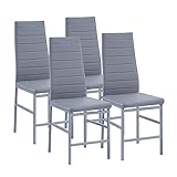 paonne PU Esszimmerstühle 4er Set, Seitliche Wohnzimmerstühle 4er Set, Moderne Home Küchenstühle für Esszimmer und Wohnzimmer (8524 Grau)