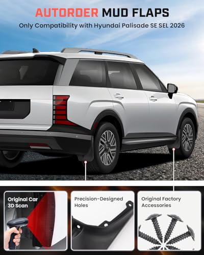 Image of Autorder Mud Flaps for Hyundai Palisade SE SEL 2026 Accessories All-Weather Splash Guards Protect Paint Mudflap No Drilling Required Mud Guard Body Kits for Palisade 4PCS