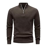 Pull à col montant et fermeture éclair pour homme   Pull en tricot torsadé   Haut décontracté pour le printemps, Swt022 dco, M