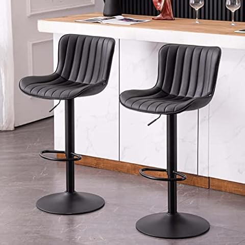 Kidol & Shellder Barhocker 2er Set Schwarz PU-Leder Barstuhl Höhenverstellbar Barhocker Cover