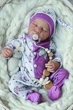 WOOROY Realistic Reborn Baby Dolls, 18 Inch Full Vinyl Body Lifelike Girl Doll, Real Life Newborn Baby Doll, Sleeping Baby Doll with Accessories Gifts Toy for Kids Age 3+