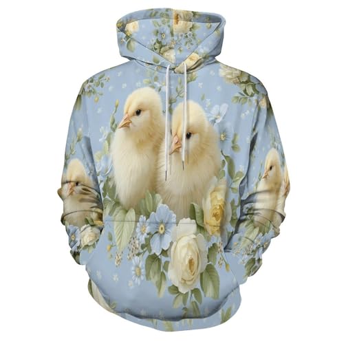 Sweat à capuche manches longues imprimé 3D avec poches chaudes - 3