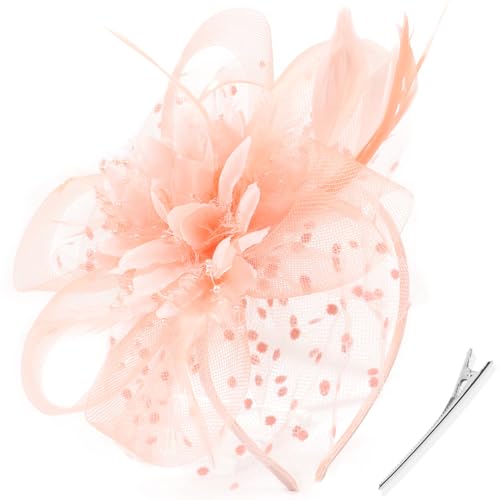 DRESHOW Chapeau Fascinateur Bandeau de Plumes Chapeau Fascinateur pour Femmes avec Clip Bandeau Fleuri pour Filles et Femmes
