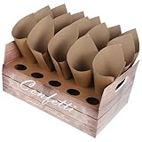 Uonlytech Juego de Conos de Papel para Confeti y Flores con Bandeja de Madera 20 Agujeros para Bodas, Soporte Portátil para Pétalos y Charcutería, Decoración Festiva para Eventos
