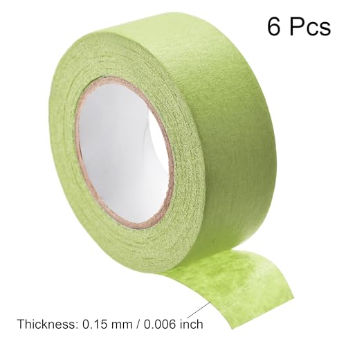 Image of uxcell 3Pcs 25mm 1 inch Wide 20m 21 Yards Masking Tape Painters Tape Rolls Light Green
