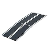 HOMCOM Aluminum Portable Skidproof PVC Carpeted Folding Wheelchair Ramp, 6'