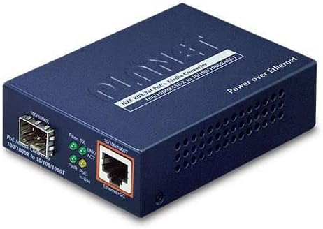 GTP-805A 100/1000BASE-X to 10/100/1000BASE-T 802.3at PoE Media Converter (mini-GBIC, SFP)