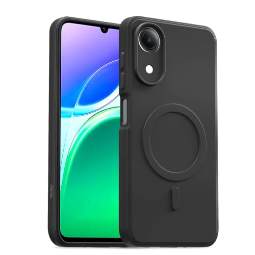 Image of Outlouders Back Cover for Vivo T5e | Soft Matte Silicone | Slim Fit | Magnetic-Safe Logo Design (Magnetic-Safe Not Compatible) | Shockproof | Camera Protection Bumper Case (Black)