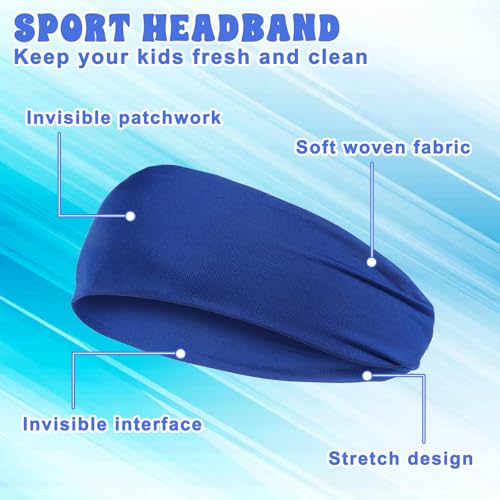 5 Pcs Sports Headbands, Elastic Soccer Headbands Boys Sports Sweatbands Breathable Sweat Wicking Headband for Football Running Basketball Tennis4