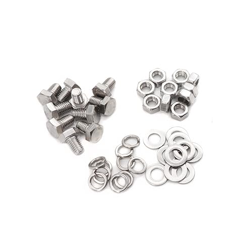 40pcs M8 x 12mm Hex Bolts with M8 Hex Nuts M8 Flat Washers/Spring Lock Washers Set, 304/18-8, Plain Finish