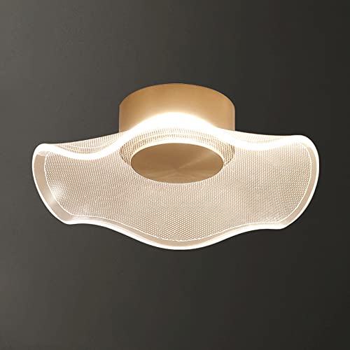 Plafonnier LED acrylique 8W luminaire chic en métal blanc naturel