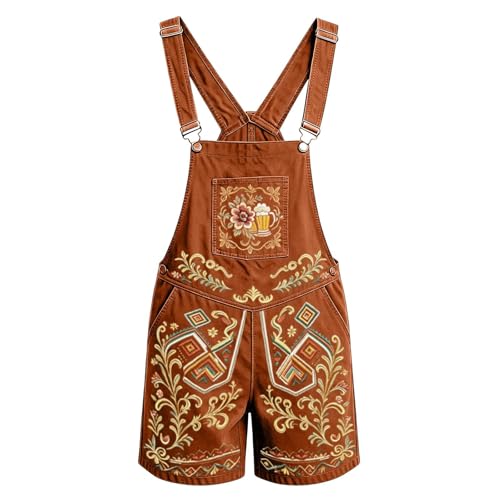 Lederhosen homme en cuir de vache véritable brodé pour Oktoberfest